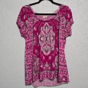 Madison Womens Bandanna print Top Size XL Geometric Western Country Barbie Y2K